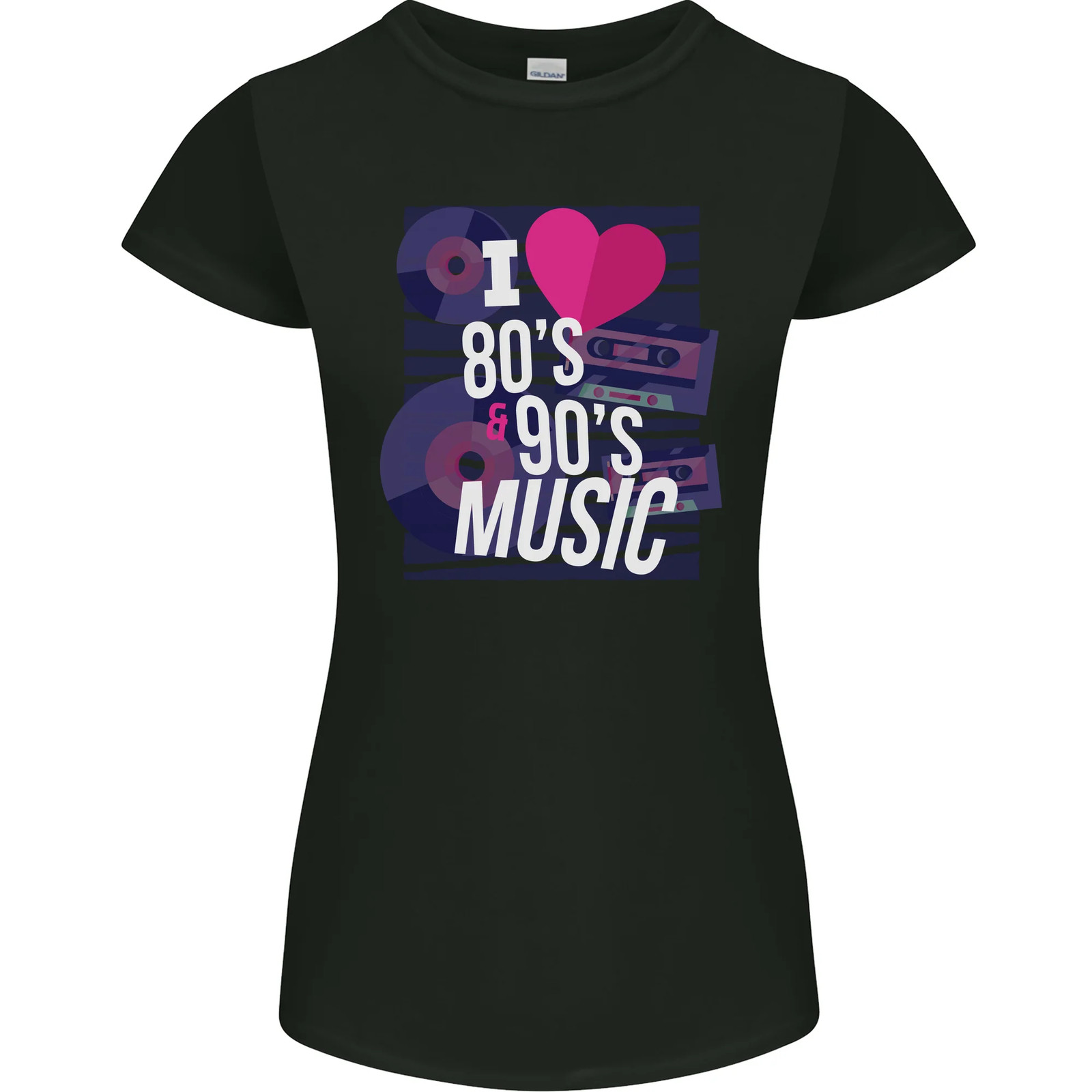 I Love 80s 90s Music Pop Rock Acid House Womens Petite Cut T-Shirt