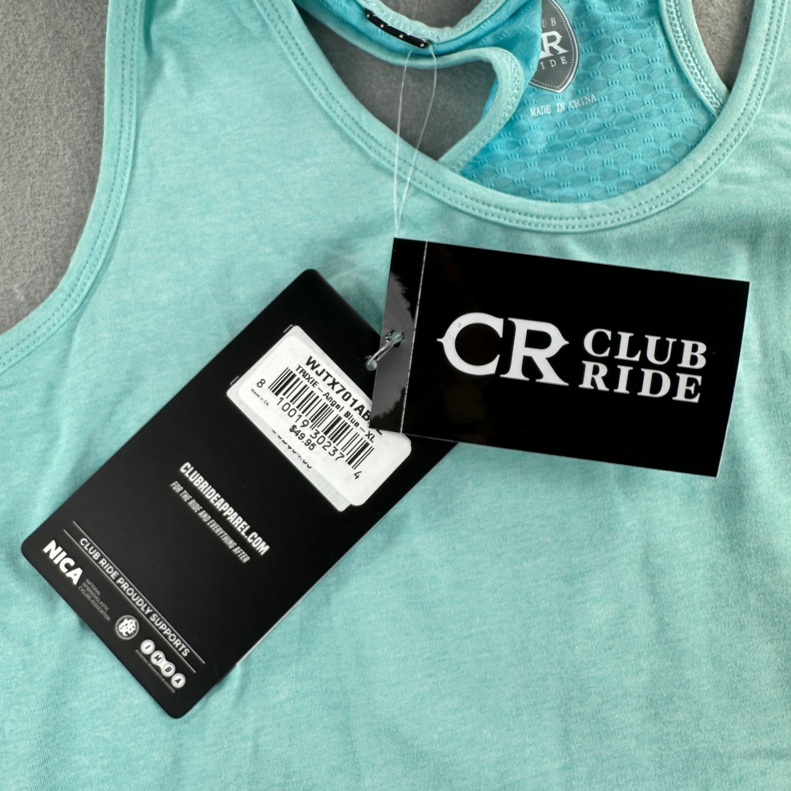 Club Ride Tank Top Shirt Womens XL Blue Racerback Cycling Athletic Trixie Bike