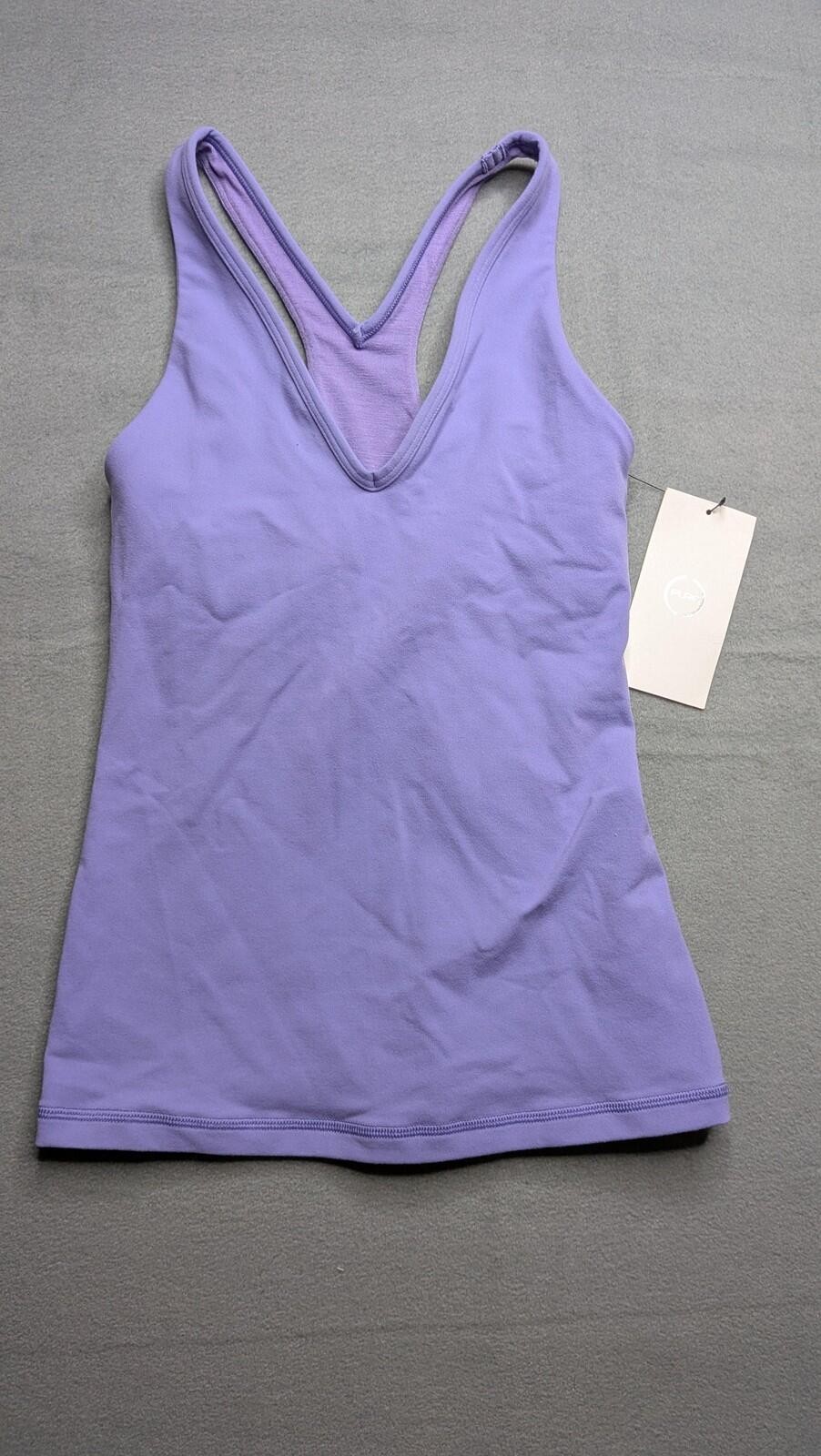 Pure Tank Top Womens 2 Purple V-Neck Racerback Lined Stretch Yoga Gym Workout