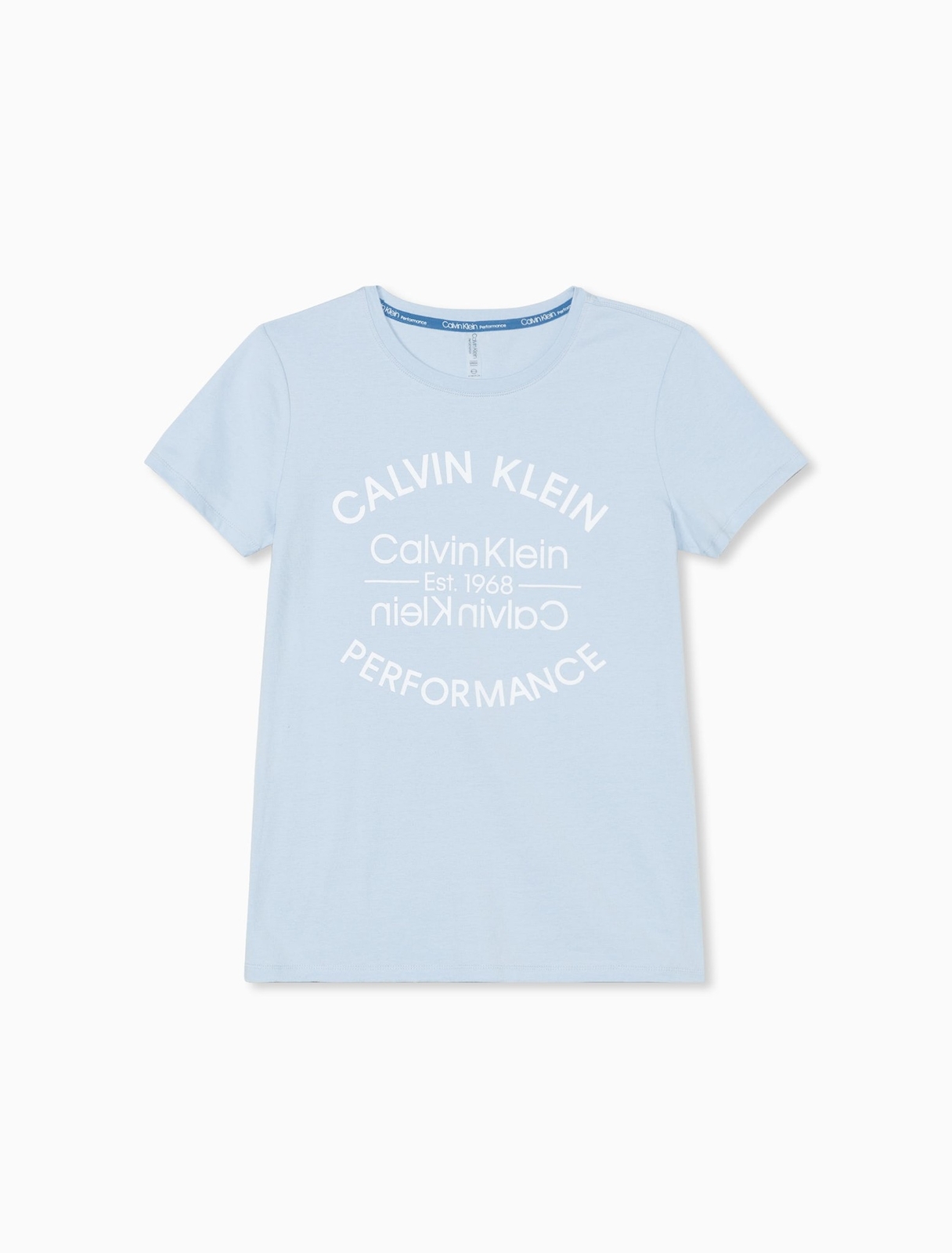 Calvin Klein Top Performance Tee Shirt Emblem Logo Women Blue Sz XS NEW NWT A17