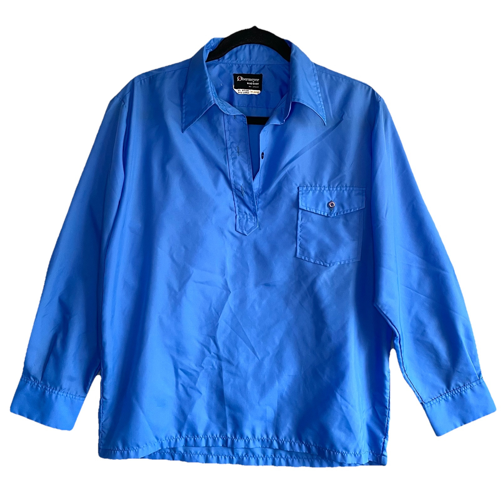 Obermeyer Wind Shirt Womens L Blue Nylon Pullover Windbreaker Long Sleeve Layer
