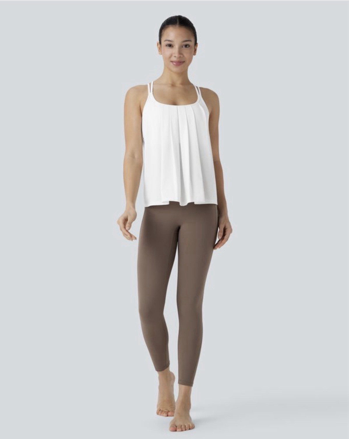 Halara Double Straps Pleated Quick Dry Yoga Cami Top M