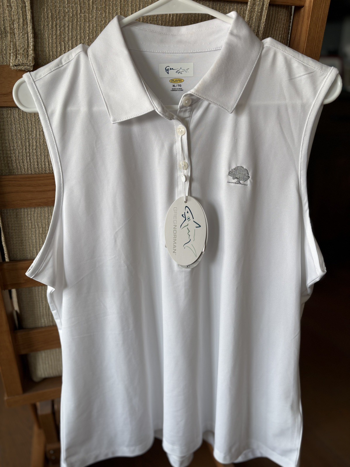 NWT Greg Norman Play Dry Women Golf Sleeveless Polo size XL White