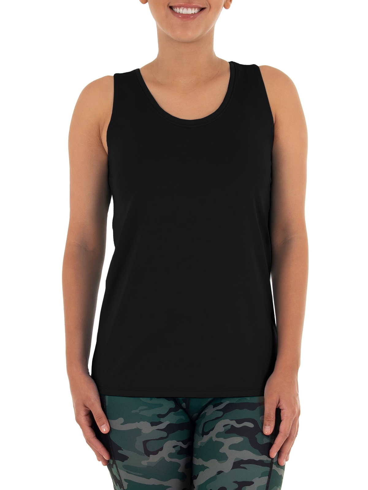 Black Racerback Tank Core Active Women Sz L 12-14 Moisture Wicking Technology