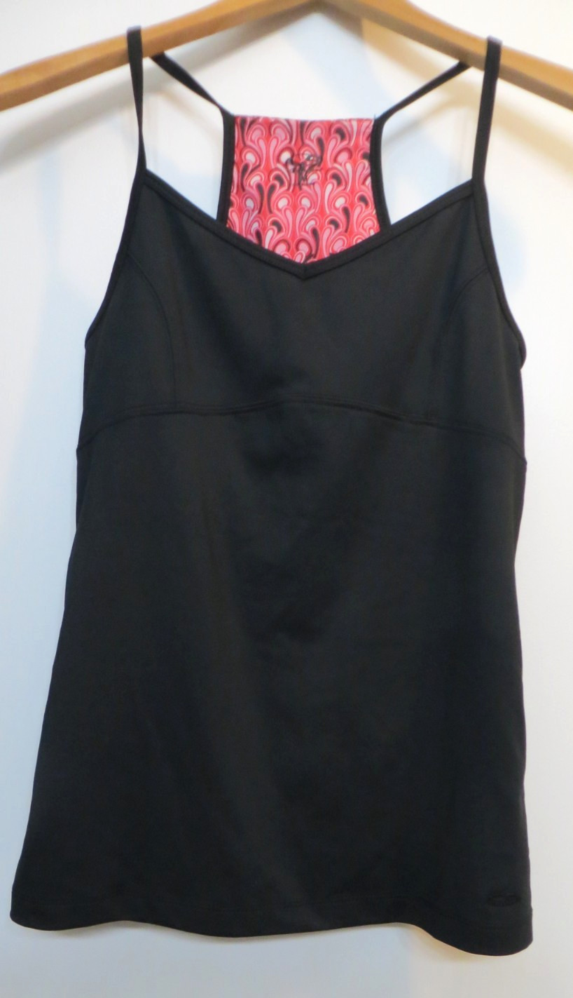 Champion Shirt Women Medium Black Multicolor Tank Top Spaghetti Strap Activewear