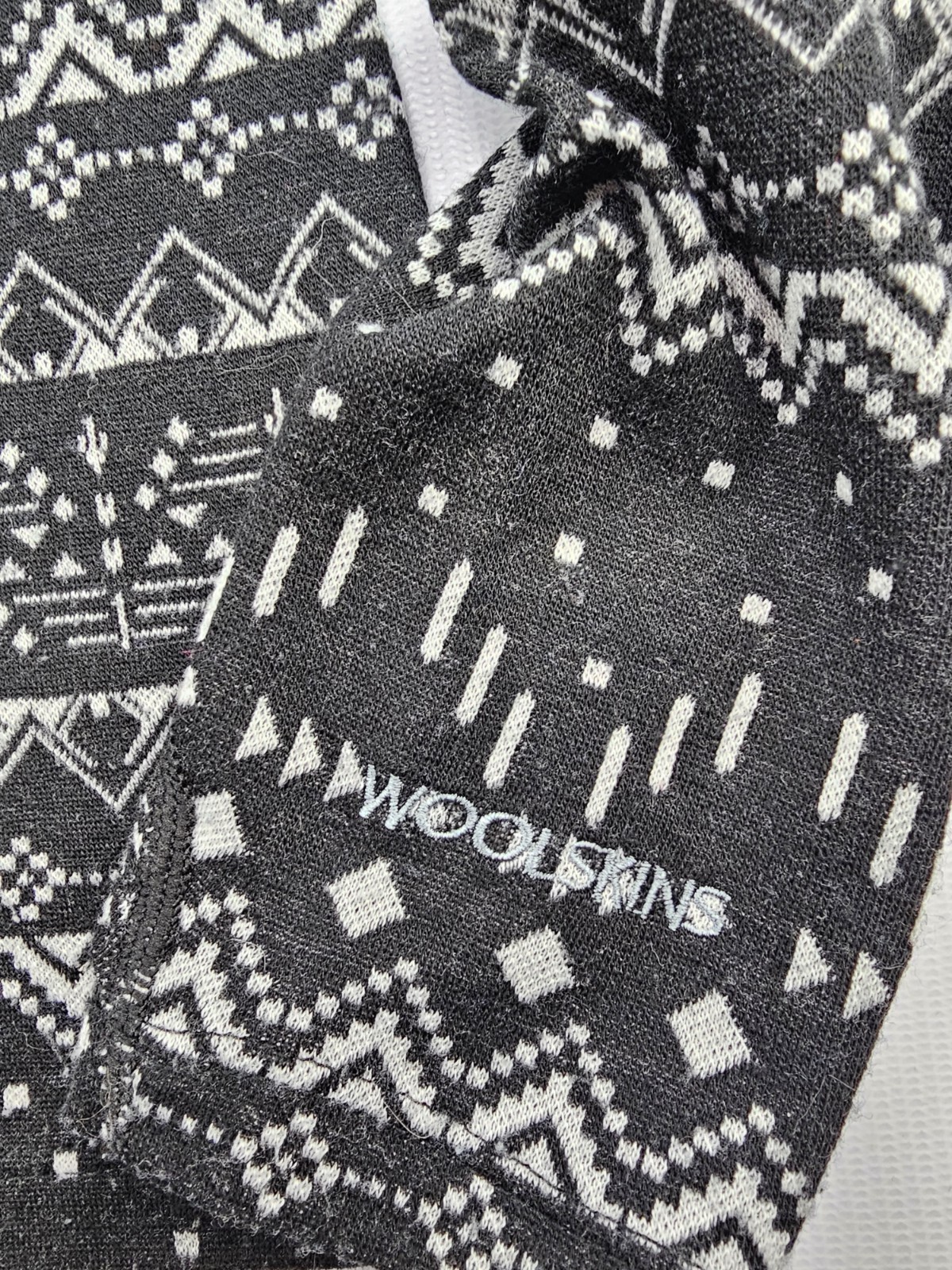 Terramar Woolskins Quarter-zip Pullover Aztec Print Black White Women’s Large