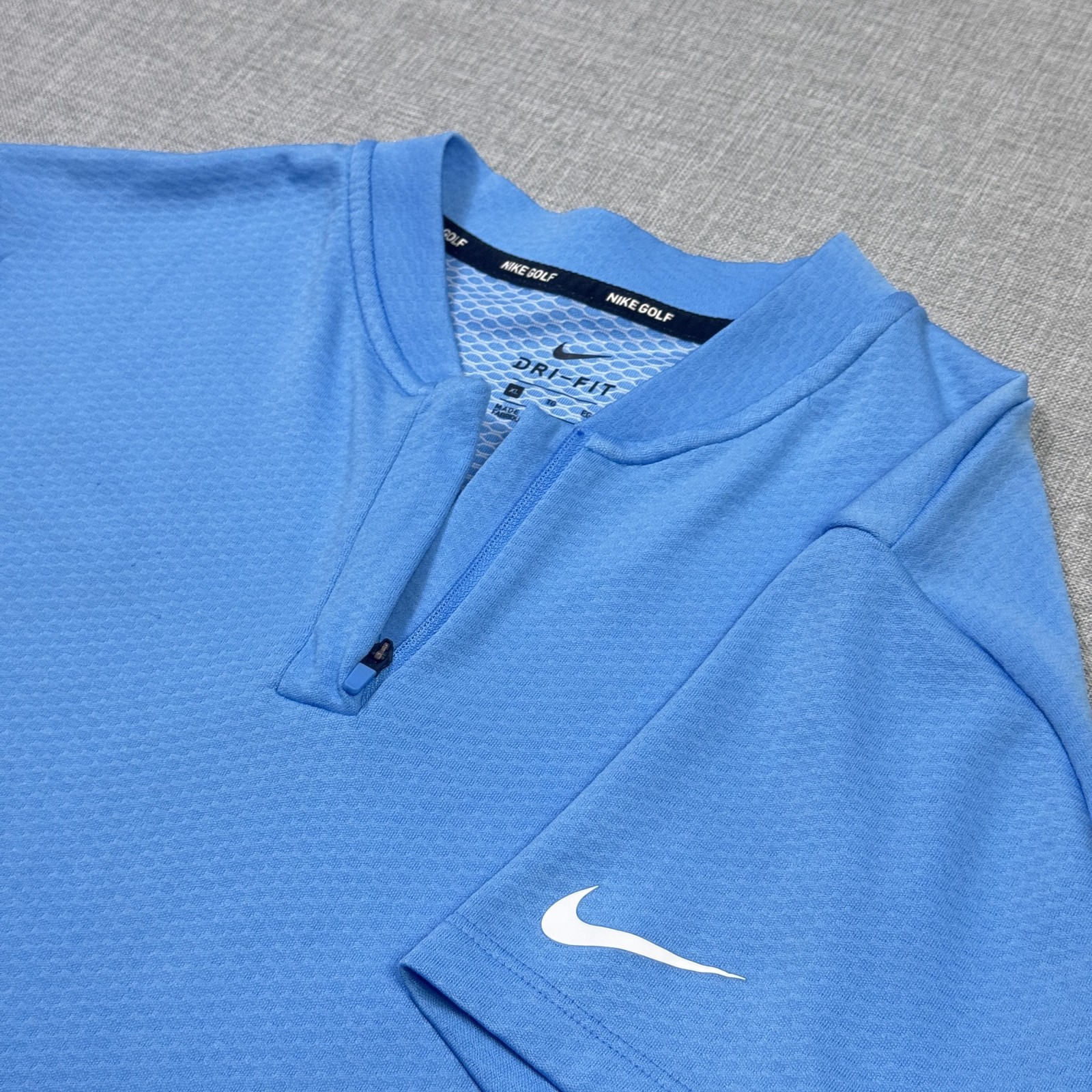 Nike Golf Blade Collar Dri-FIT 1/4 Zip Polo Womens XL Blue Short Sleeve