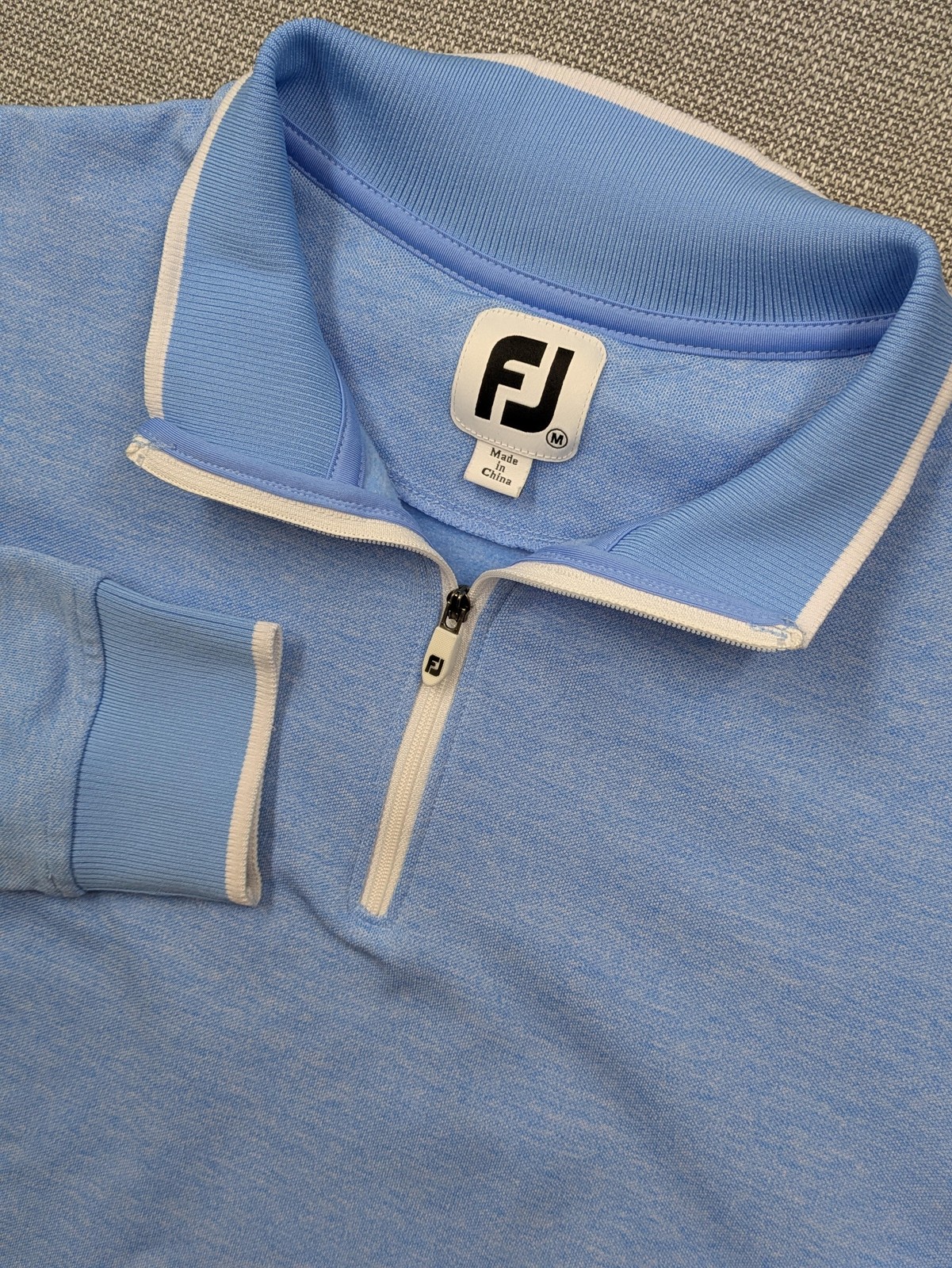 FootJoy Pullover Womens Medium Blue 1/4 Zip Mock Neck Golf Pockets Knit