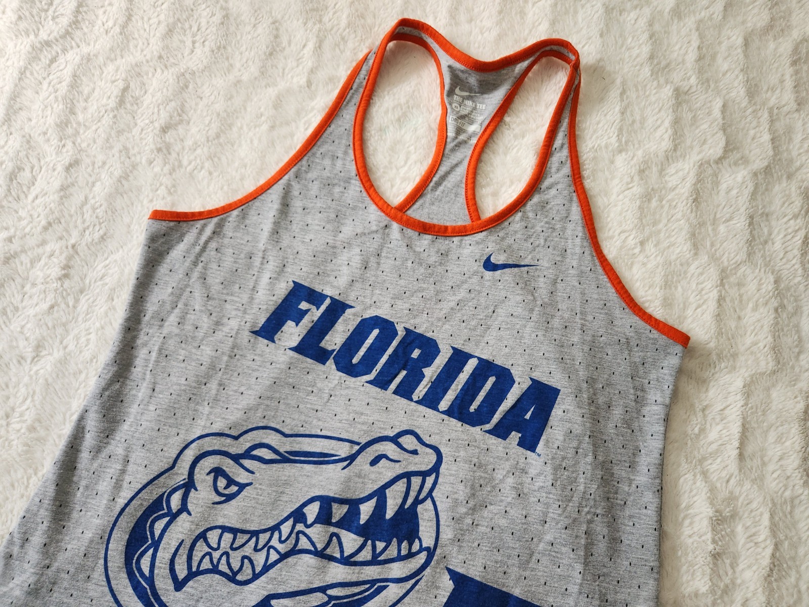 Nike Women’s Florida Gators Dri-Fit Racerback Tank Top Gray Orange XL Athletic