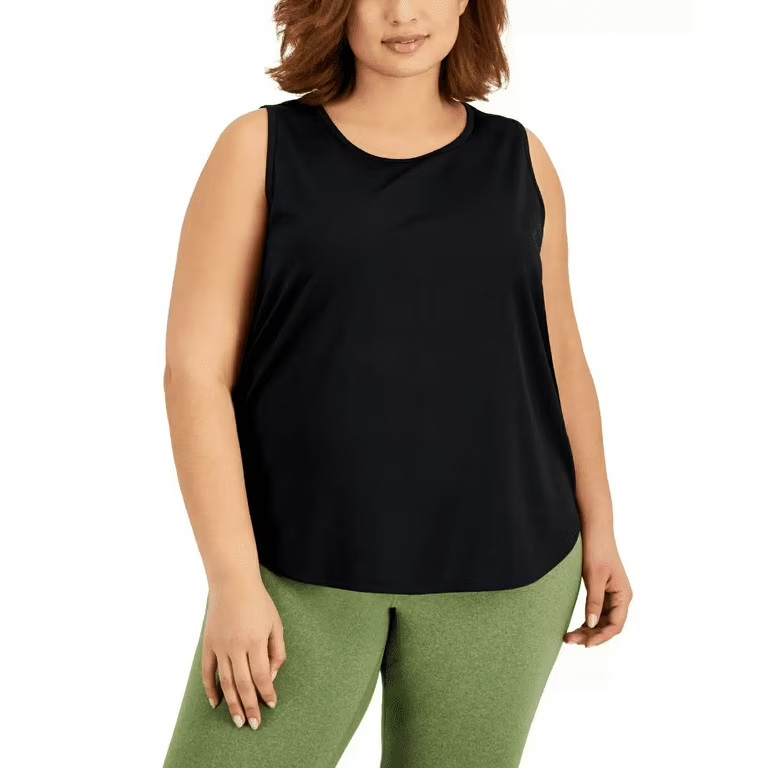 NWT! ID IDEOLOGY Women’s Sz 3X Birdseye Crew Neck Sleeveless Mesh Tank Top Black