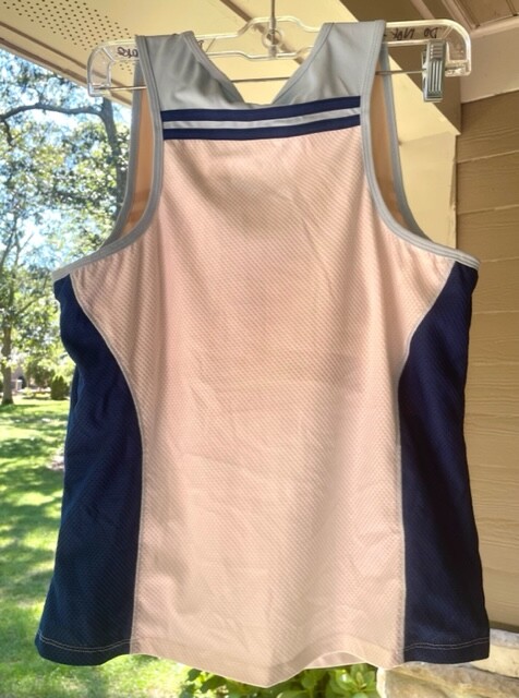 NEW TAIL TECH Performance TENNIS White+ Blue Tank Top b/I Bra ~ Sz L~ MSRP $59