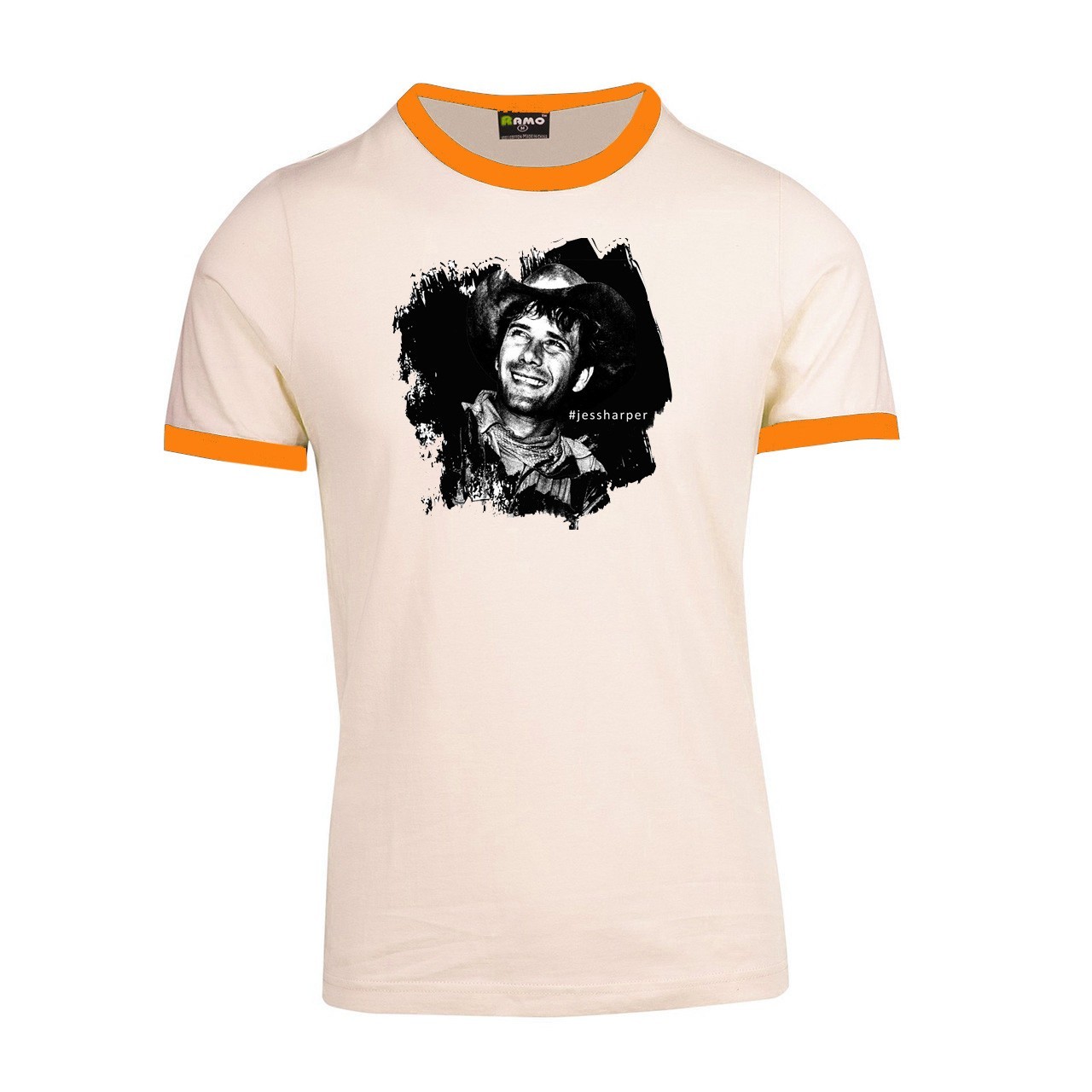 Robert Fuller “Jess Harper” Peach Ringer T-shirt size small adult
