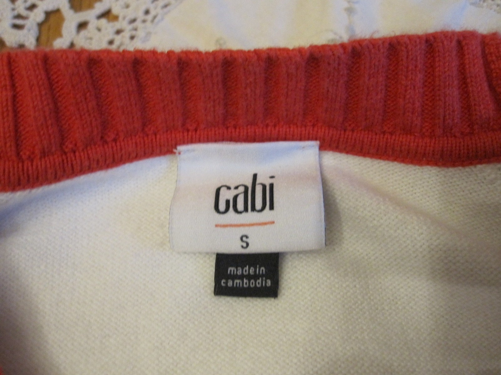 CABI Pickleball Pullover White with Red Black Stripes Women’s Size Small #6446