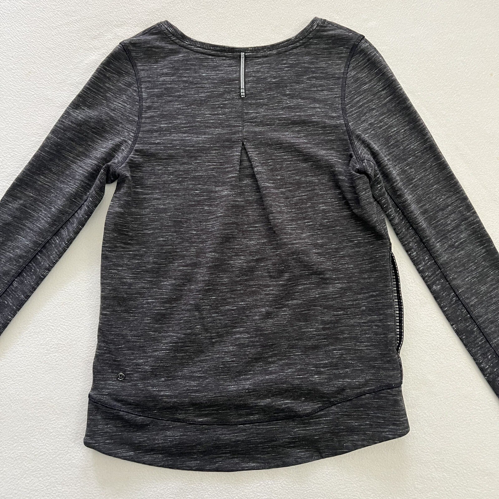 Lululemon Heathered Marled Black Exhalation Pullover II Sweatshirt Pocket Top 6