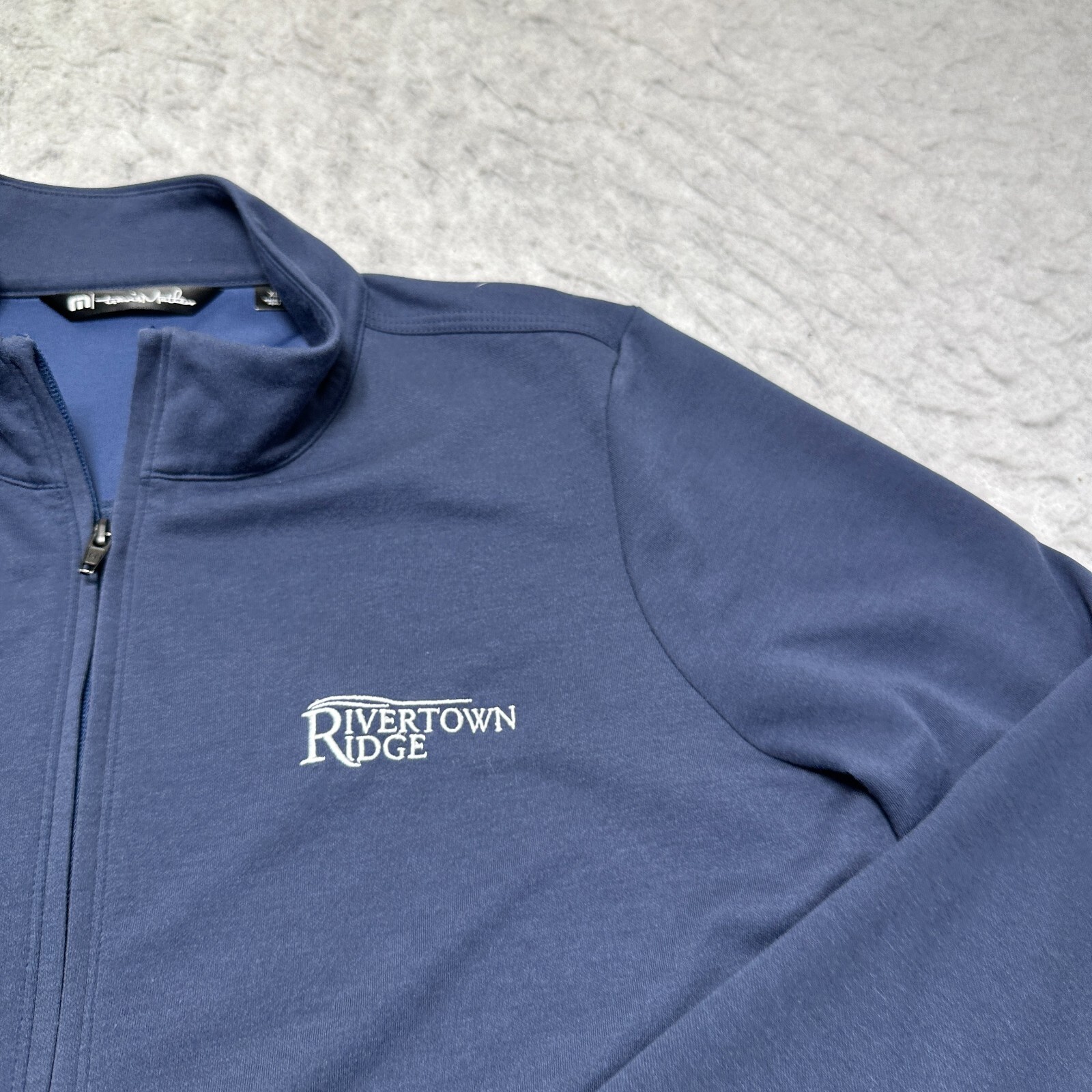 Travis Mathew Coveside Top Full Zip Navy Blue Mock Neck Womens Size Extra Large