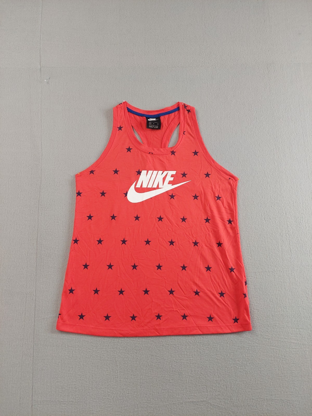 Nike Women Tank Top M Red Star Crew Neck Logo Sleeveless Racerback Activewear