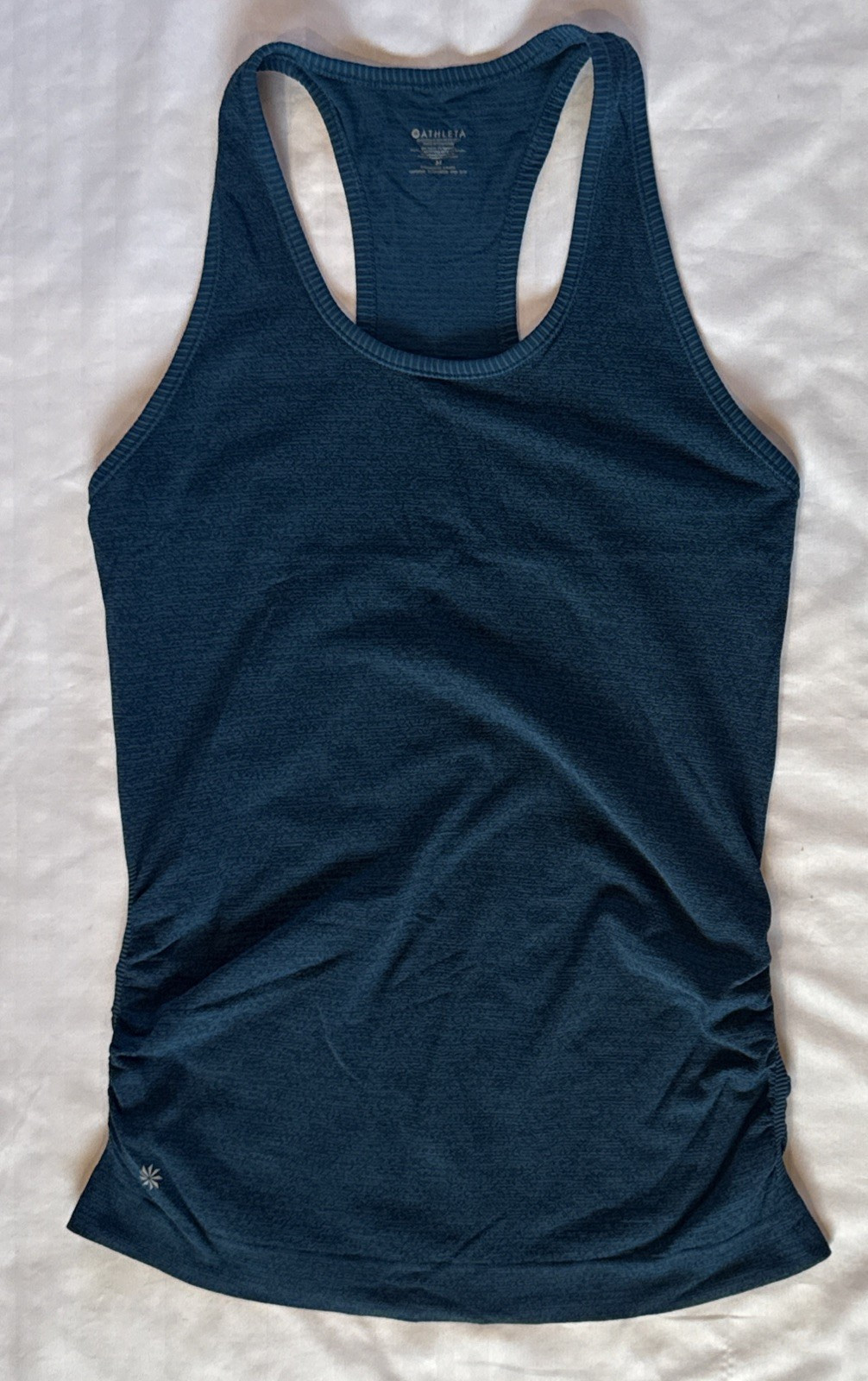Athleta Women’s Heathered Blue Ruched Side Racerback Athletic Tank Top Medium