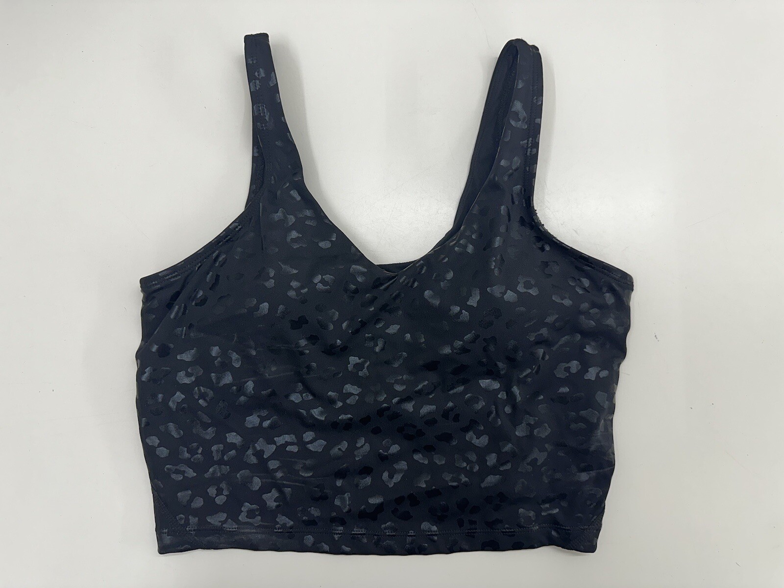 Unbranded Womens Cropped Tank Top Size Medium Black Animal Print Fitted Workout
