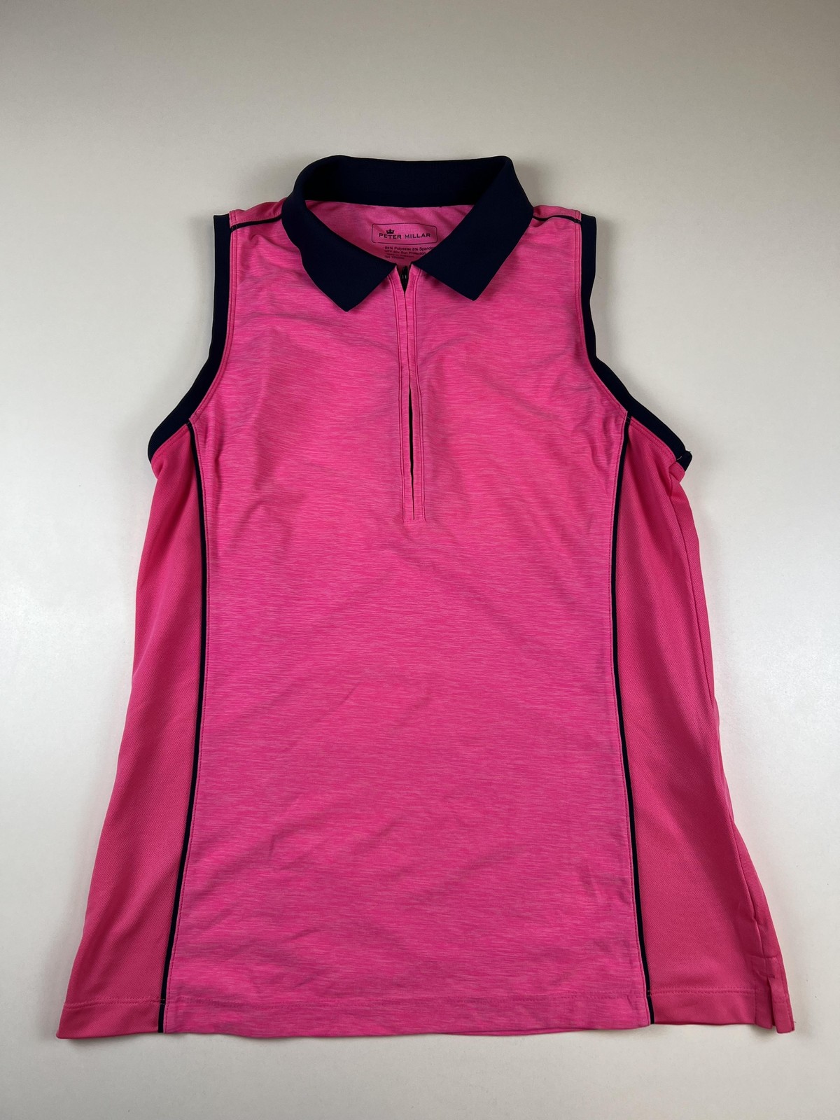 Peter Millar Golf Polo Shirt Womens Small Pink Sleeveless 1/4 Zip UPF 50+ Sun