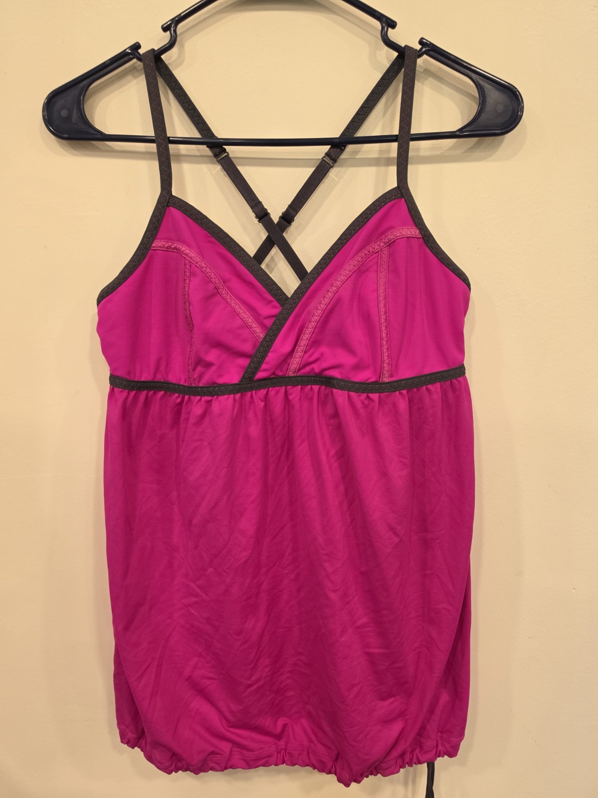 Lululemon Rehearsal Tank Top Size 8 Paris Pink Drawstring Hem Adjustable Straps