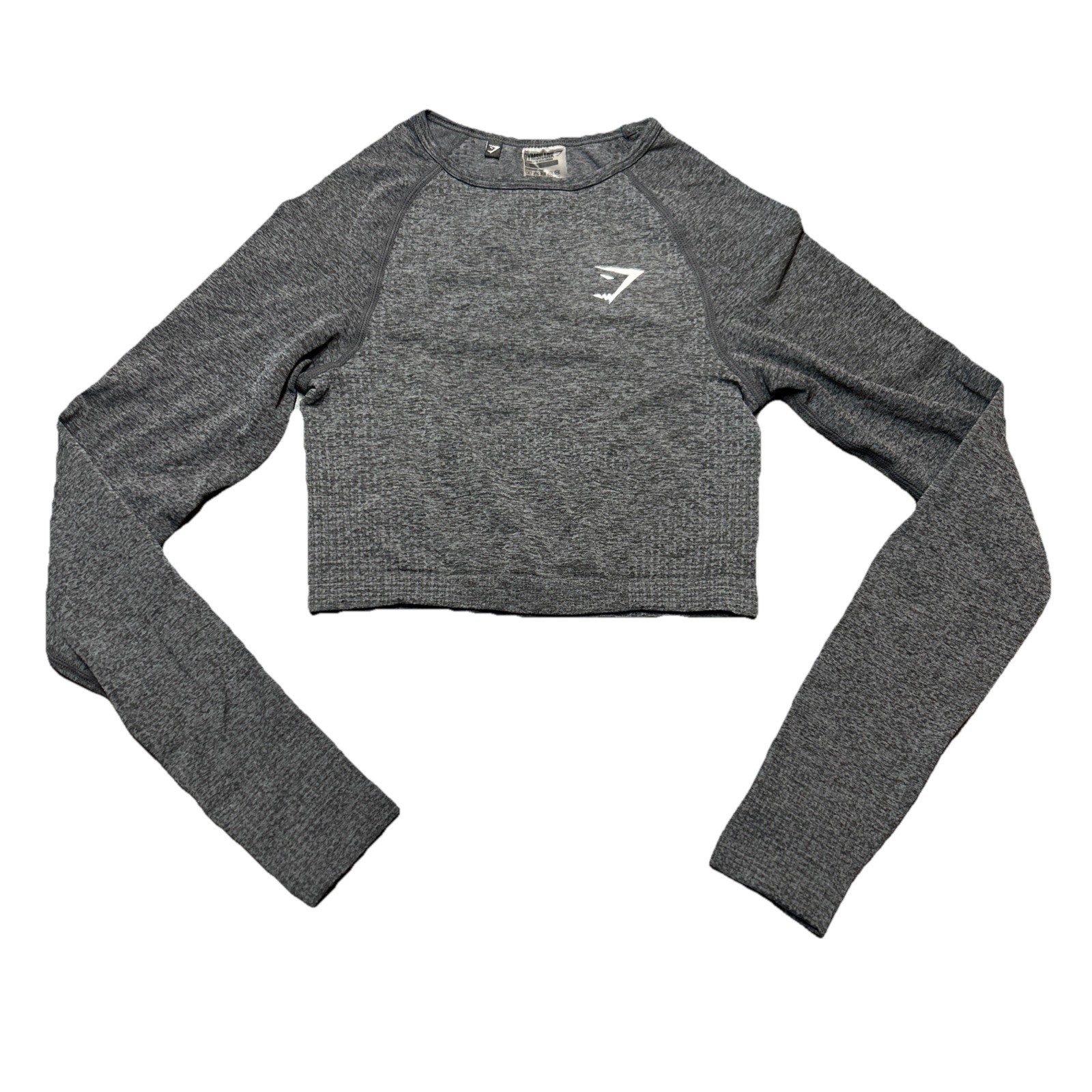 Gymshark Top Woman XS Gray Vital Seamless 2.0 Long Sleeve Crop Top Workout Gear