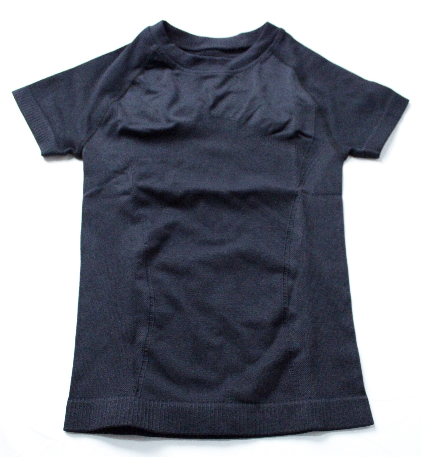 SHEIN Women’s Sport Seamluxe Solid Color Fitted Gym T-Shirt AW5 Black Small