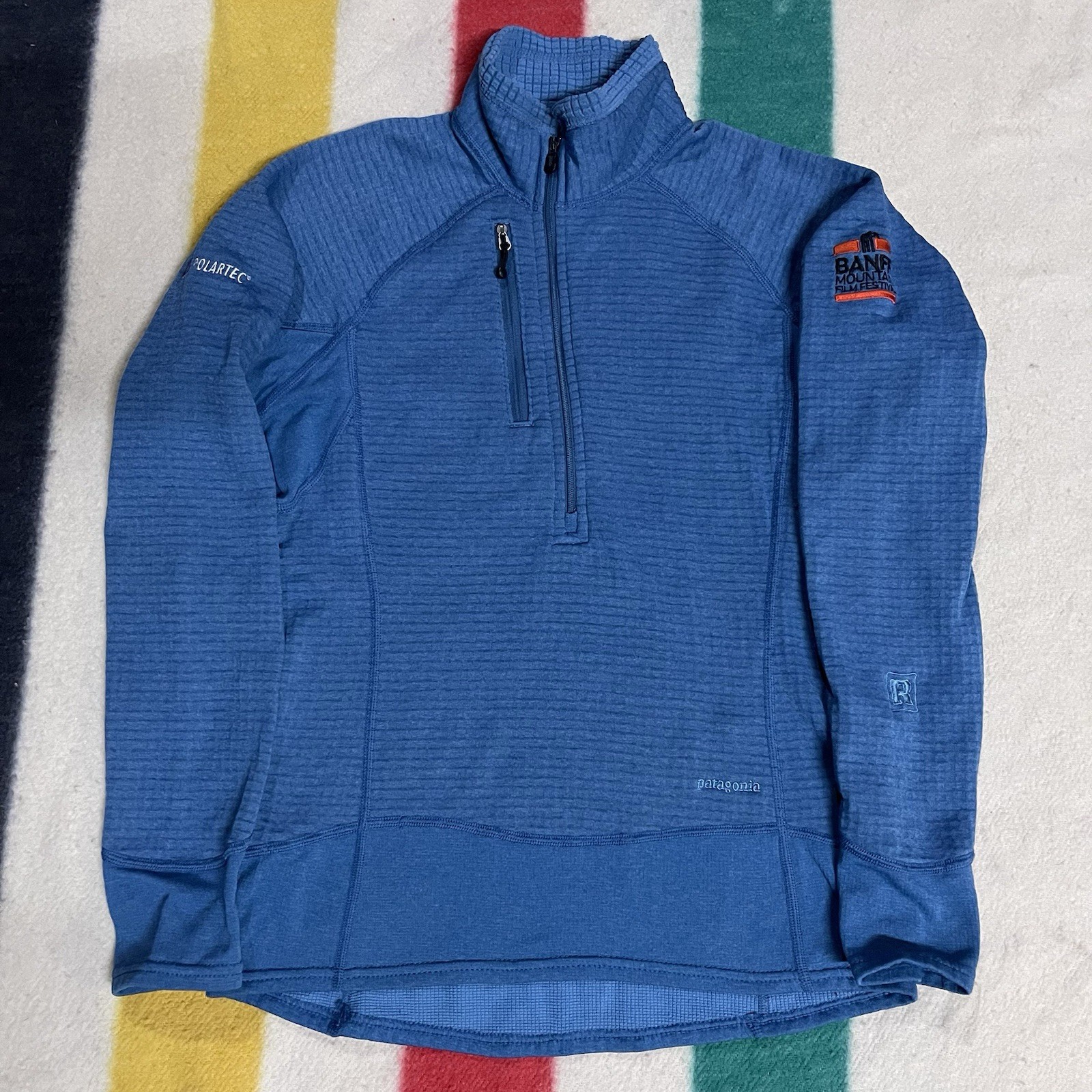 Patagonia R1 Flash Pullover Blue Regulator Polartec Waffle Fleece Womens Small
