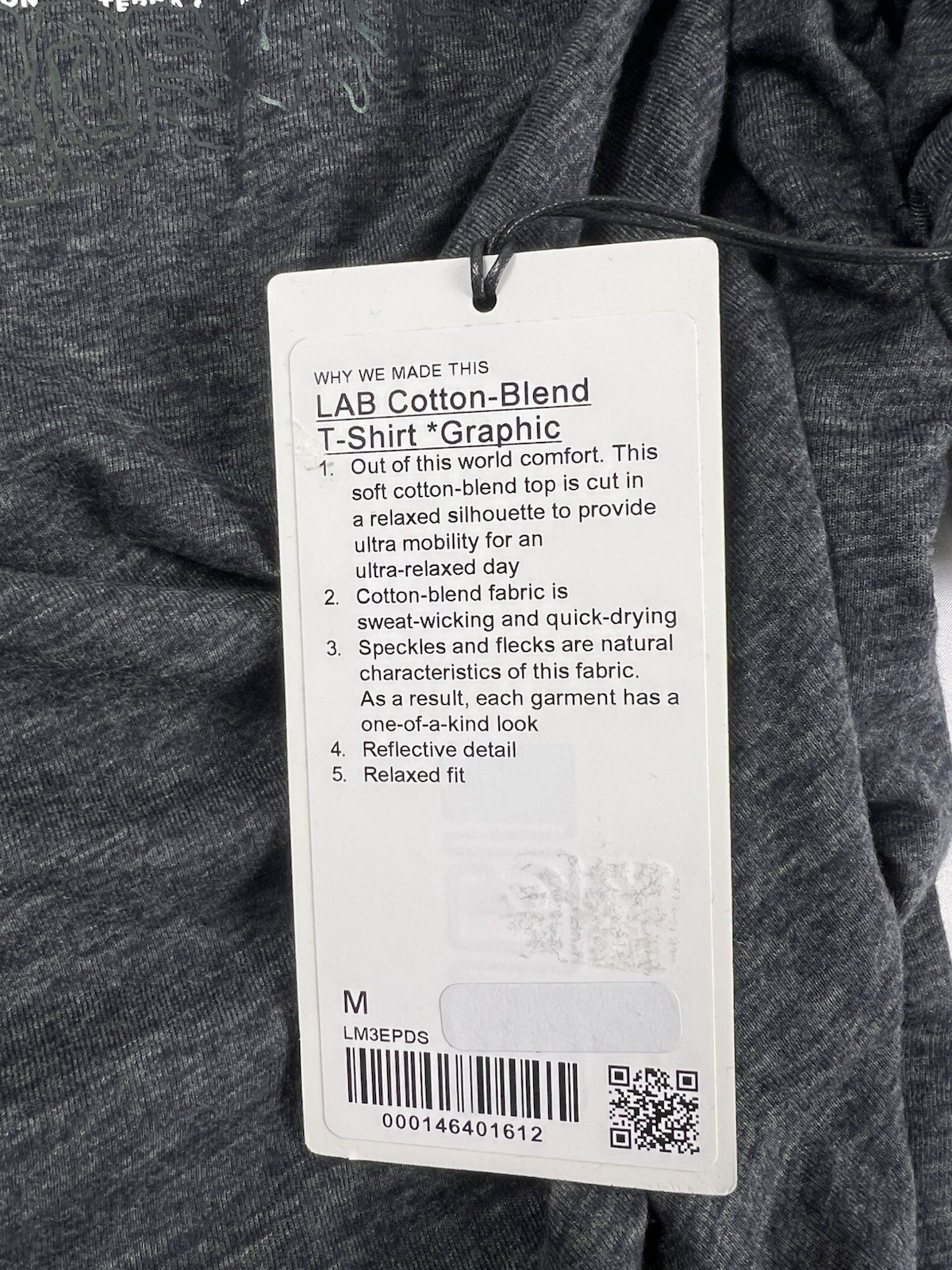 NWT Size Medium Lululemon Lab Cotton Blend T Shirt Graphic Raw Linen / Black