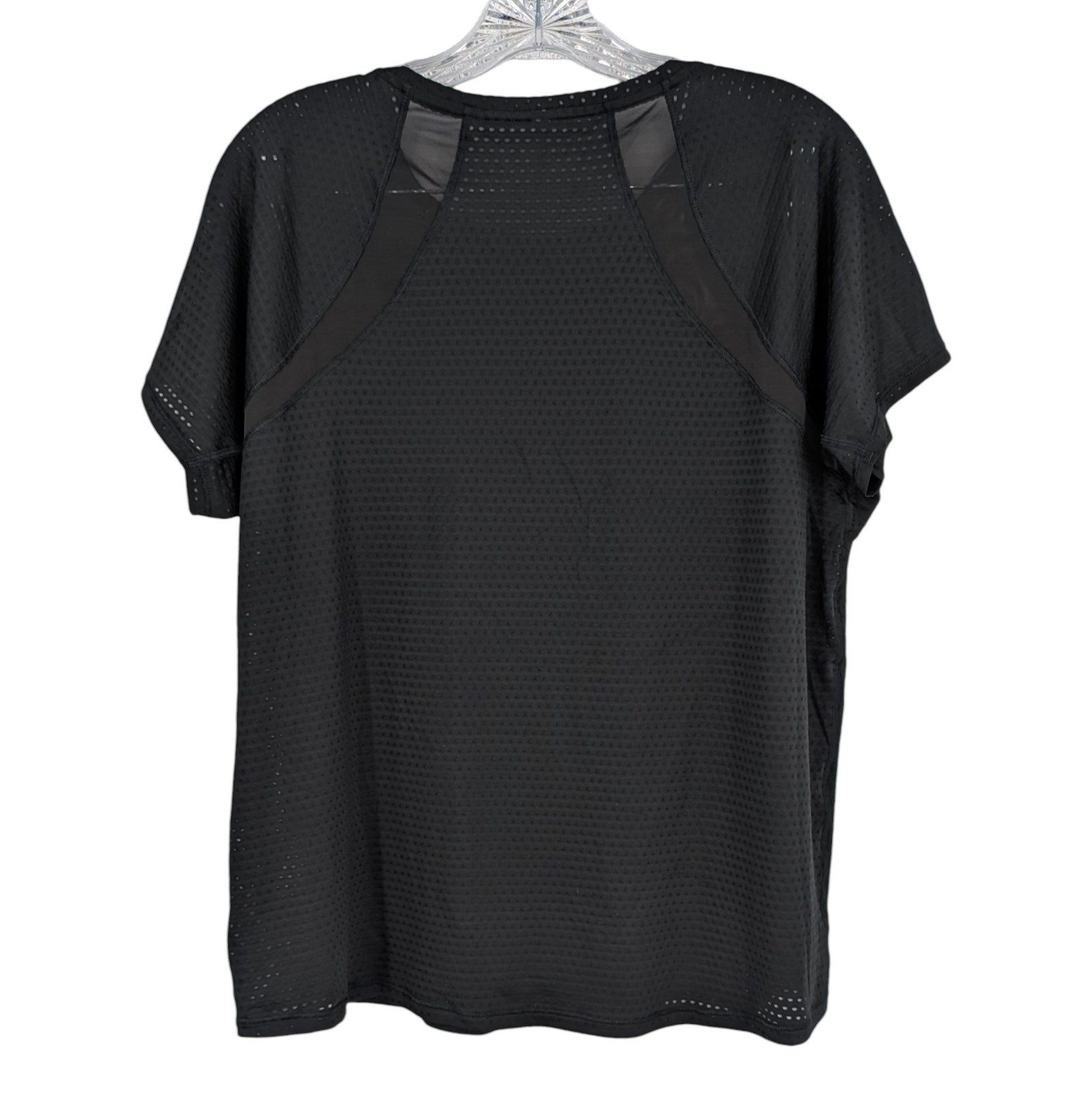 NEW Athleta Chi Mesh Train Tee Womens L Black Lightweight Workout Active Gym NWT