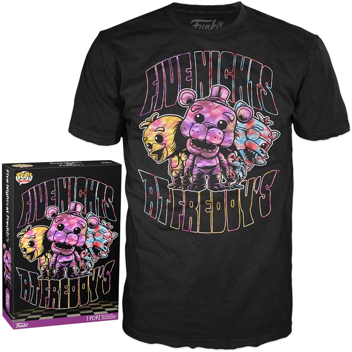 FUNKO • Five Nights At Freddys • TIE-DYE ART BOXED T-Shirt (Adult XS) Ships Free