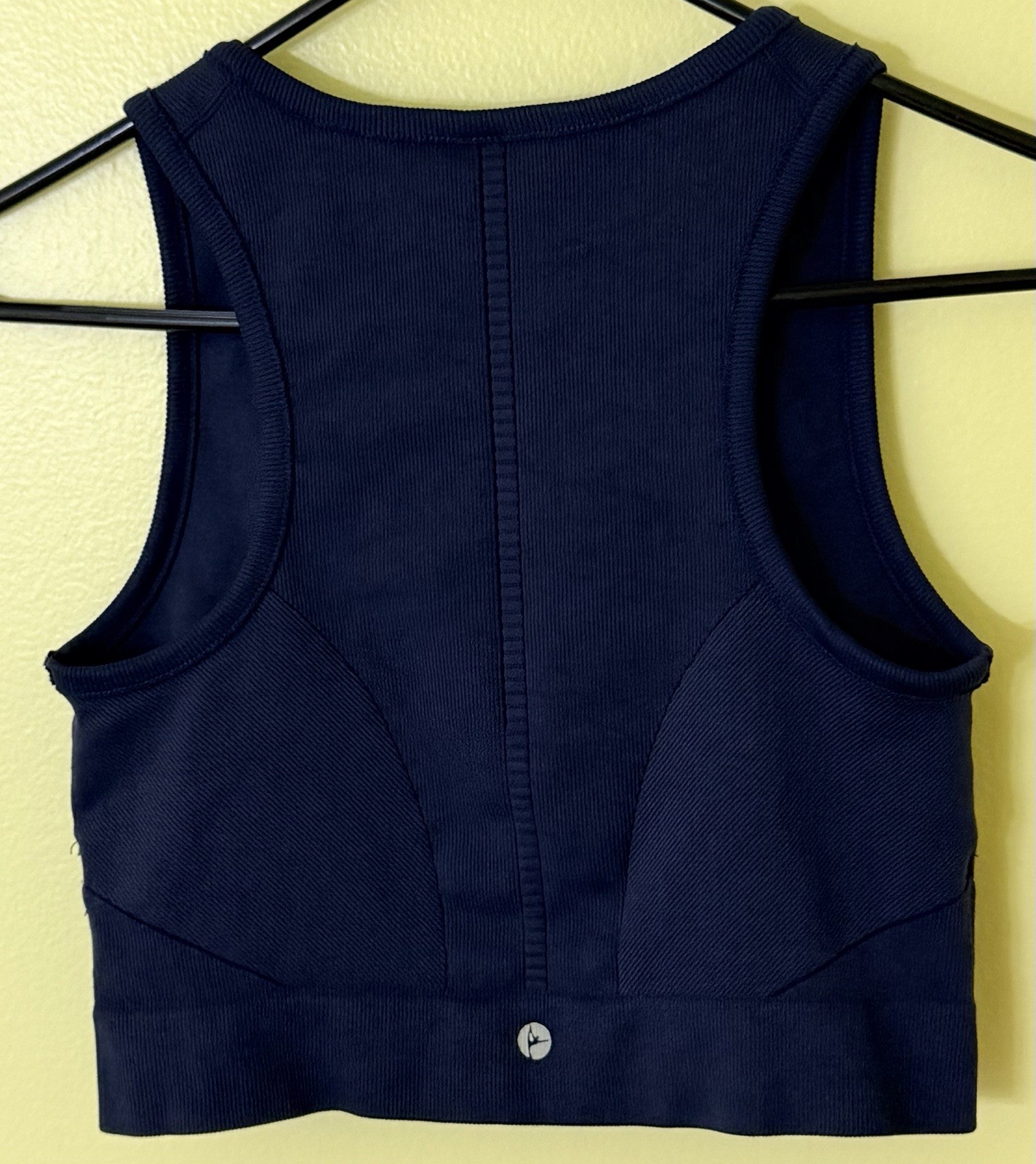 90 DEGREES by REFLEX Activewear Ribbed Crop Tank Top Padded Cups NAVY Size M