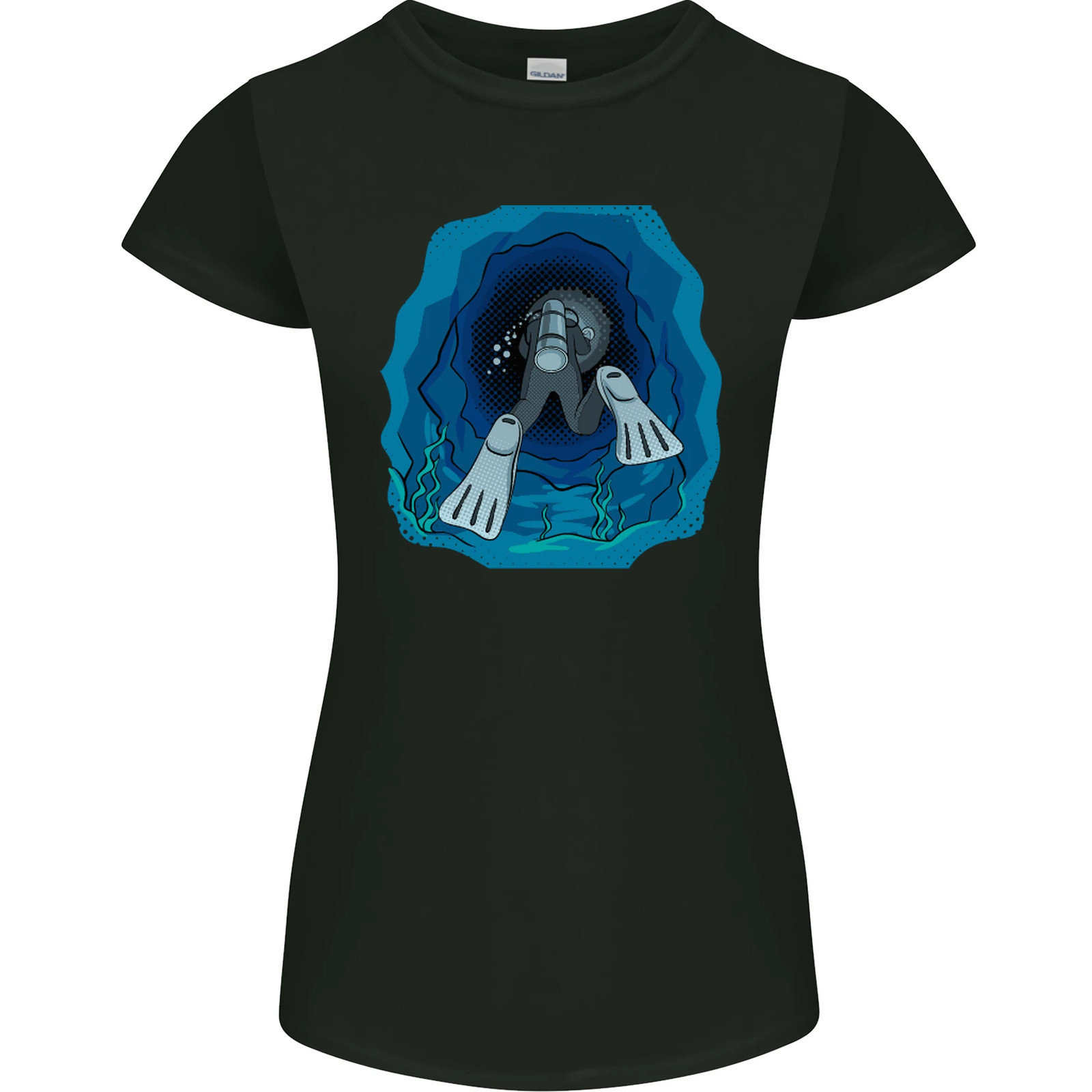 3D Scuba Diver Diving Womens Petite Cut T-Shirt