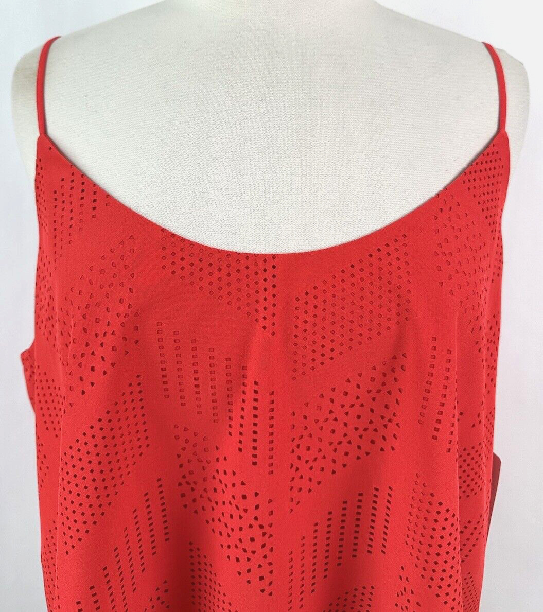 Athleta Perforated Cami XL Saffron Red Orange Athletic Tank Adjustable Strap NWT