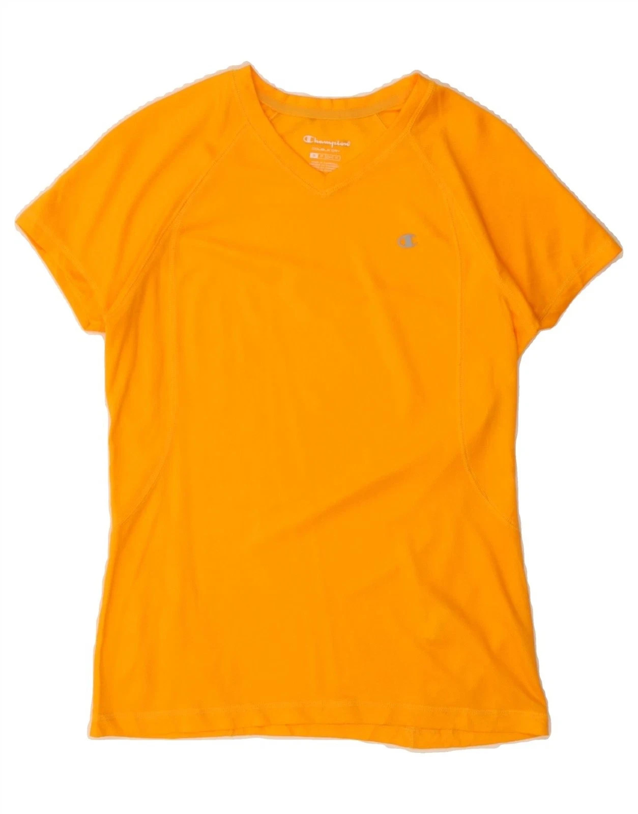 CHAMPION Women’s Double Dry T-Shirt Top Medium Yellow Polyester
