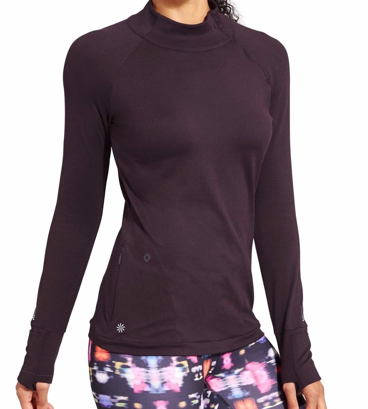 NWT Athleta Superluxe Half Zip Top, Wild Raisin SIZE XS #347817 v823