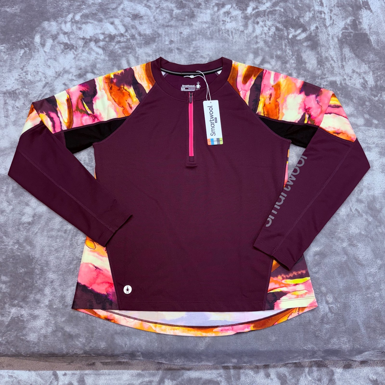 Smartwool Mountain bike long sleeve jersey womens Med eggplant 1/4 zip 07068L83