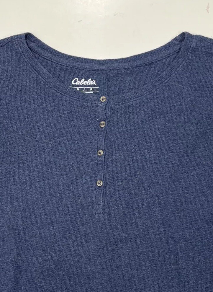 Cabela’s Thermal Henley Base Layer Waffle Knit Blue Women’s Size Small