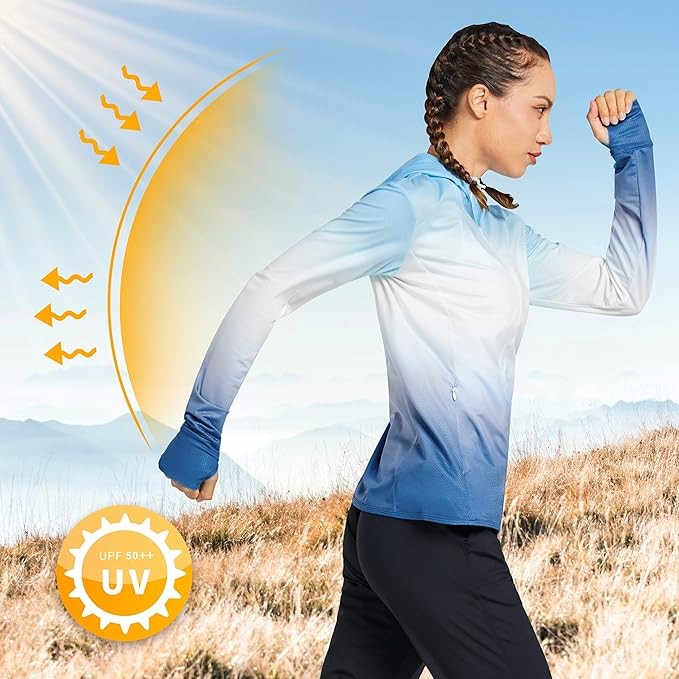 NWT Women’s UPF 50+ Long Sleeve Sun Protection Jacket Hoodie Sunscreen XL
