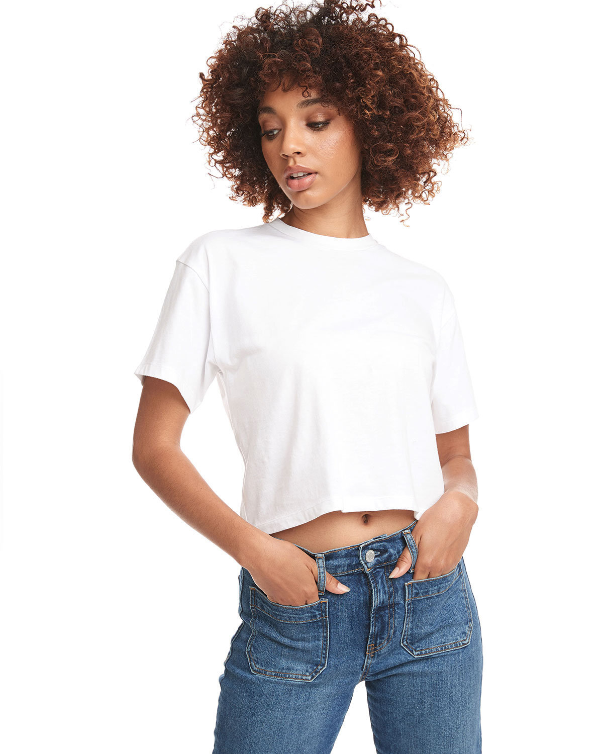 Next Level Apparel Ladies Ideal Crop Stylish T Shirt Casual Plain T-Shirt 1580NL