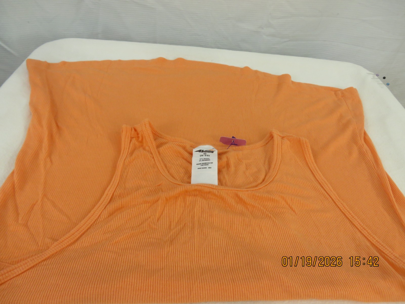 AVIA SZ M (8-10) Rayon/Spand NWOT Peach Ruched Back Soft Active Tank Top Shirt