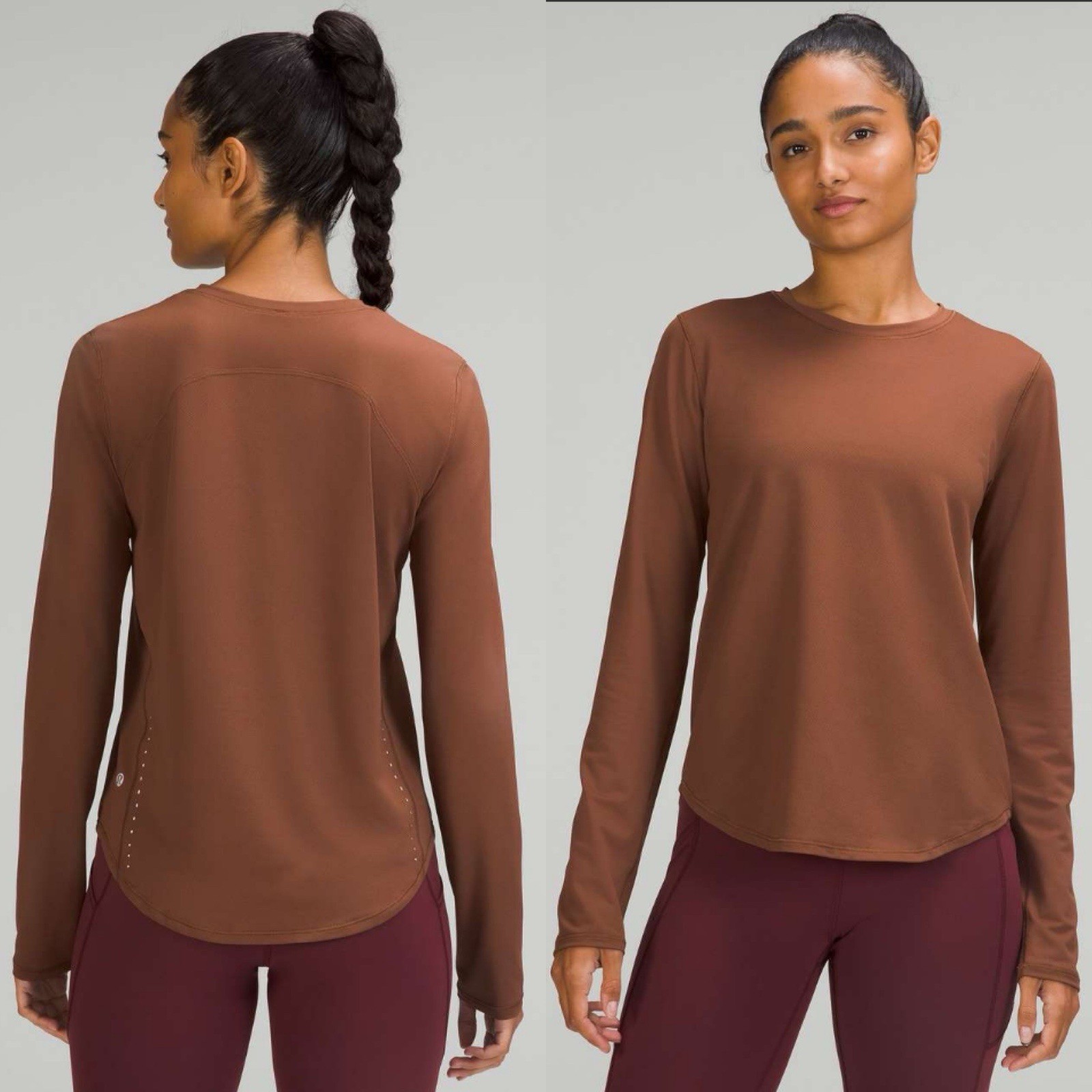 Lululemon High-Neck Running and Training Long Sleeve Shirt Roasted Brown Size 16