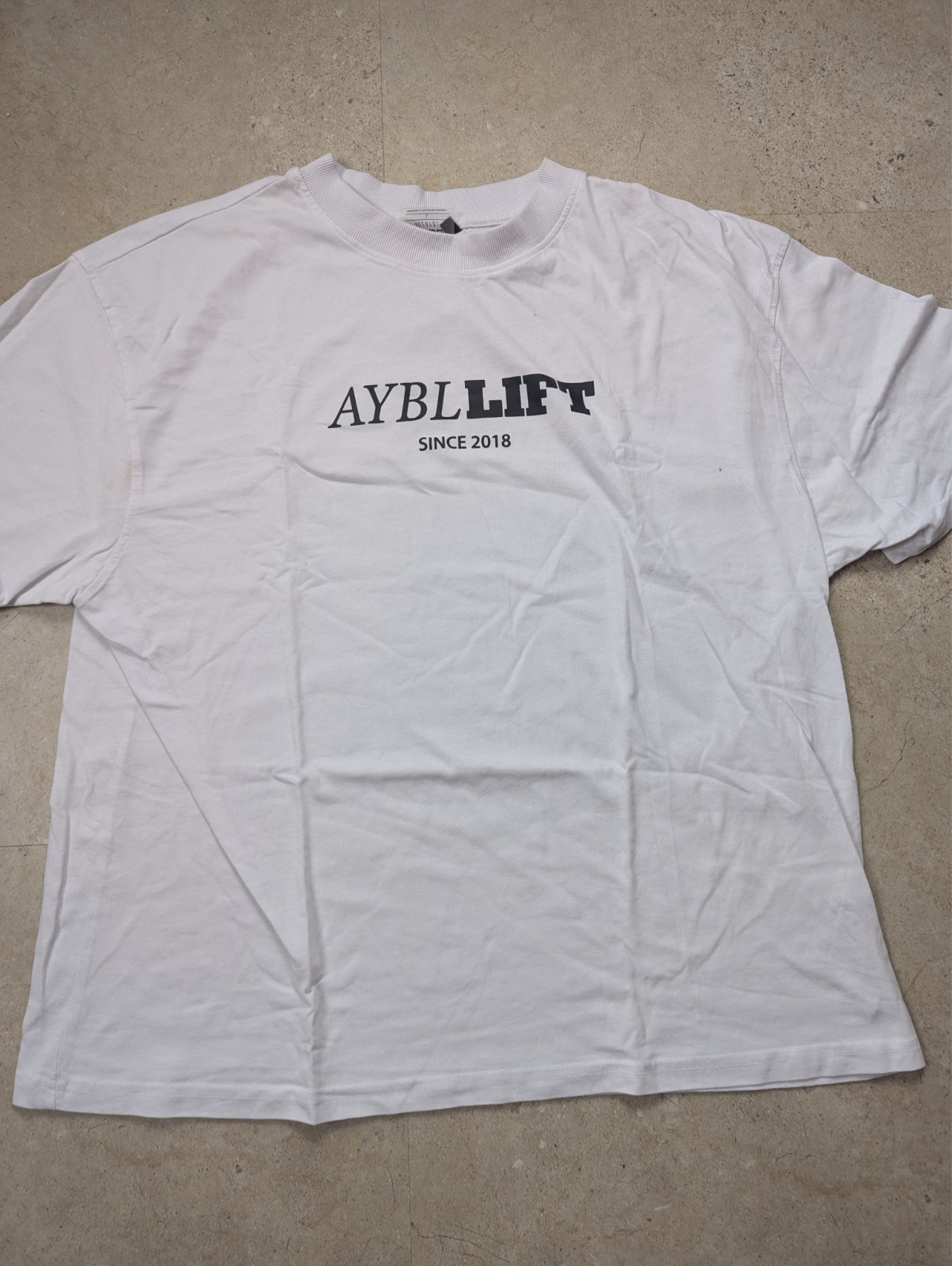 AYBL Women’s Oversized T-Shirt Size L White Graphic Gym Fitness Training Tee