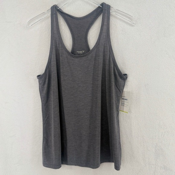 Old Navy Active Tank Top Womens L Gray Go-Dry Racerback Athletic Workout NWT
