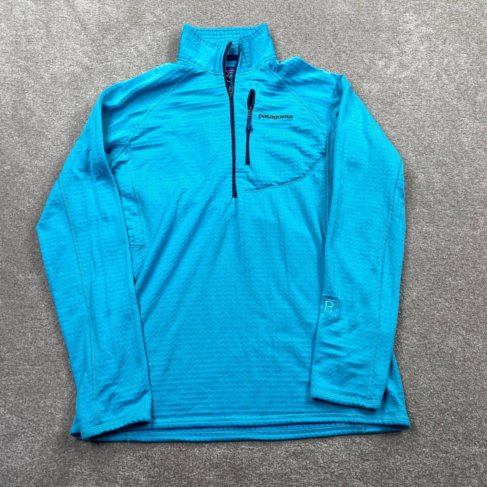 Patagonia R1 Pullover Womens Medium Blue Quarter Zip Grid Fleece Layering Top