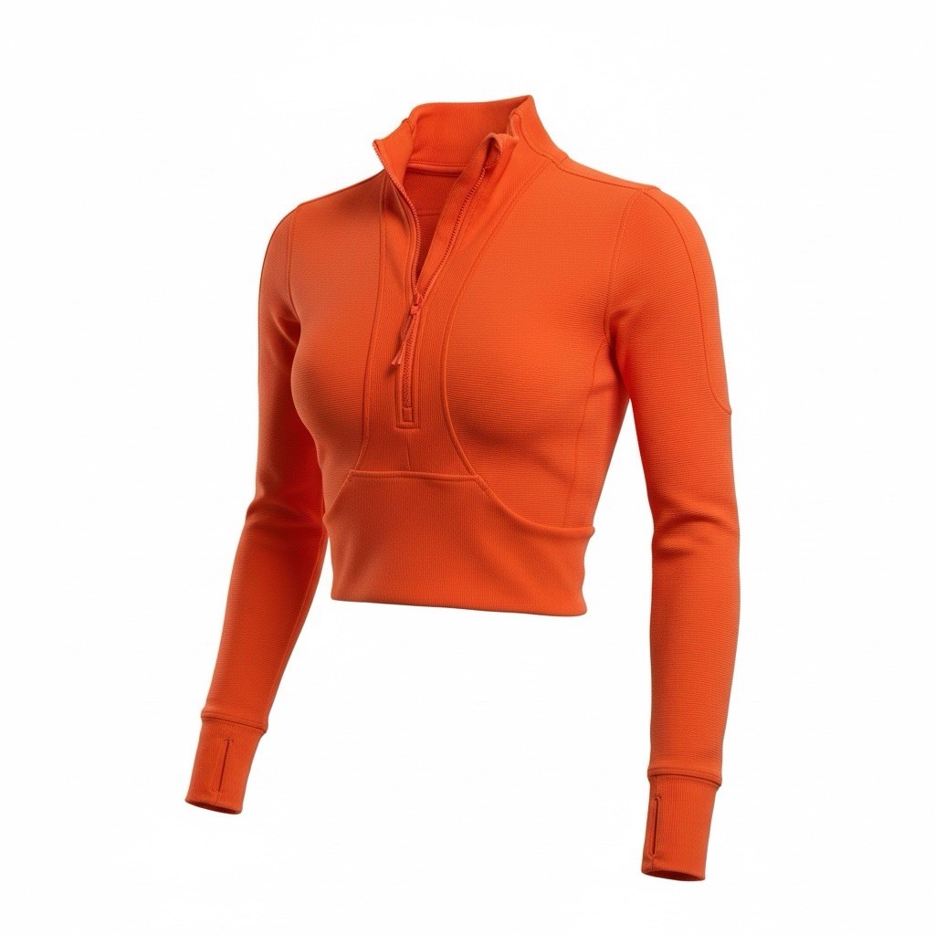 90 Degree by Reflex Women’s XS Cropped Quarter Zip Athletic Top Orange Stretch