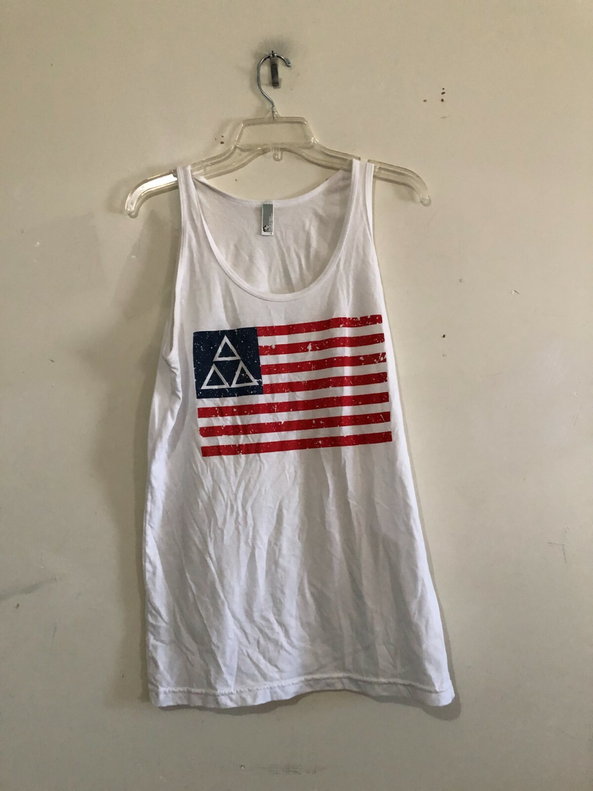 American Apparel Size L 50 50 Shirt White Athletic Tank Top Women Cotton