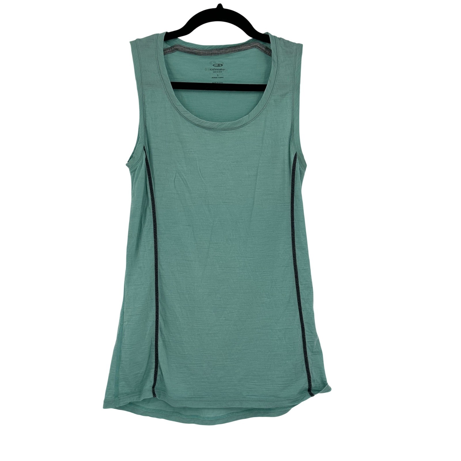 Icebreaker Merino Wool Tank Top Sage Green Activewear Hiking Scoop Neck Small