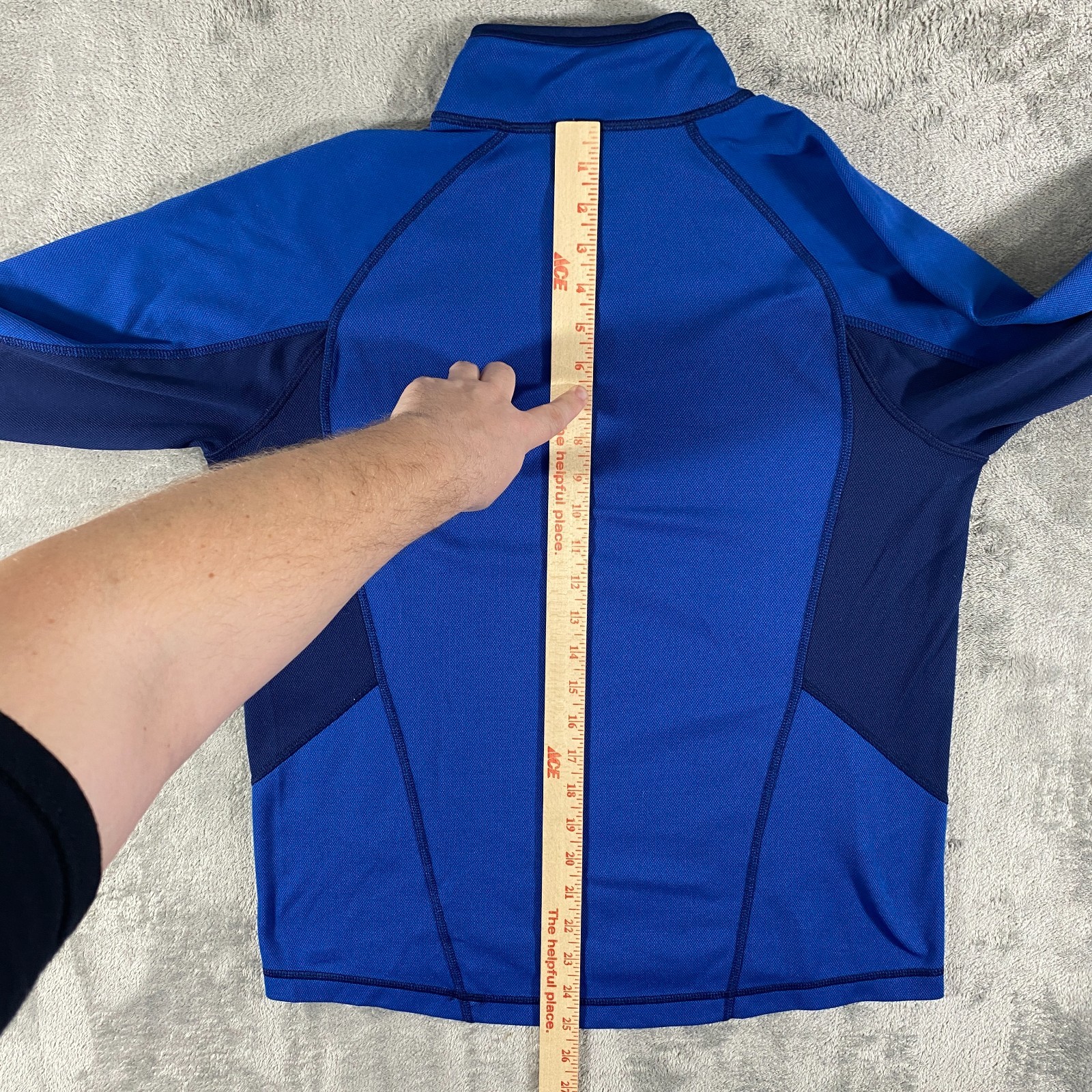 LL Bean Base Layer Womens M Blue Midweight 1/4 Zip Thumbholes Performance