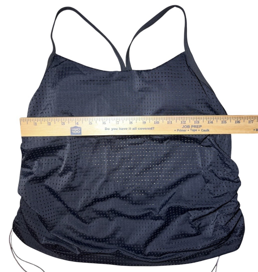 Nike Dri-FIT Mesh Adjustable Side Ruched Tank Top Built-In Bra XL Black