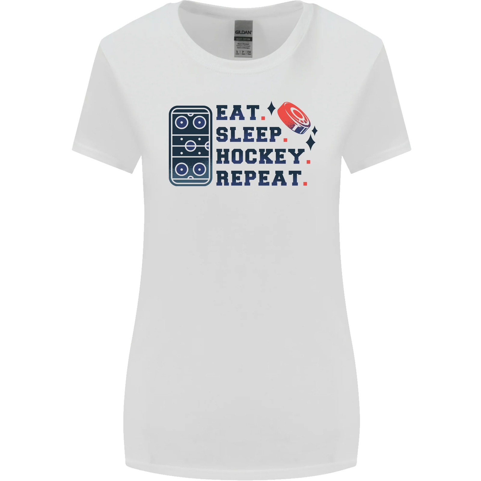 Eat Sleep Hockey Repeat Ice Street Womens Wider Cut T-Shirt